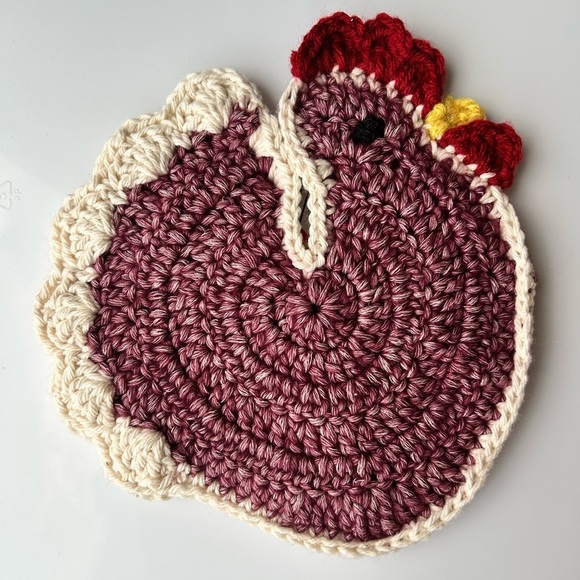 Hand Crochet Chicken Rooster Pot Holder - Picture 1 of 2